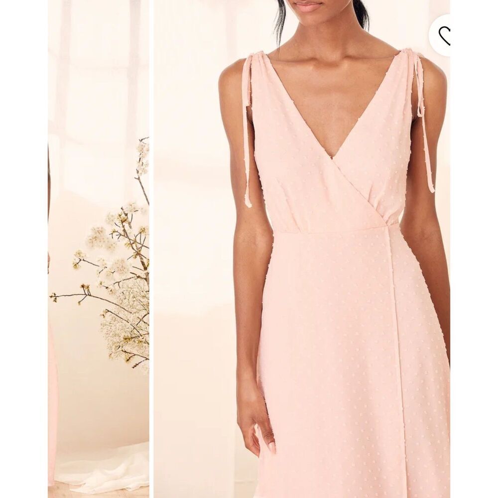 LULUS Romantic Possibilities True Blush Swiss Dot Maxi Dress Size M - Picture 3 of 13